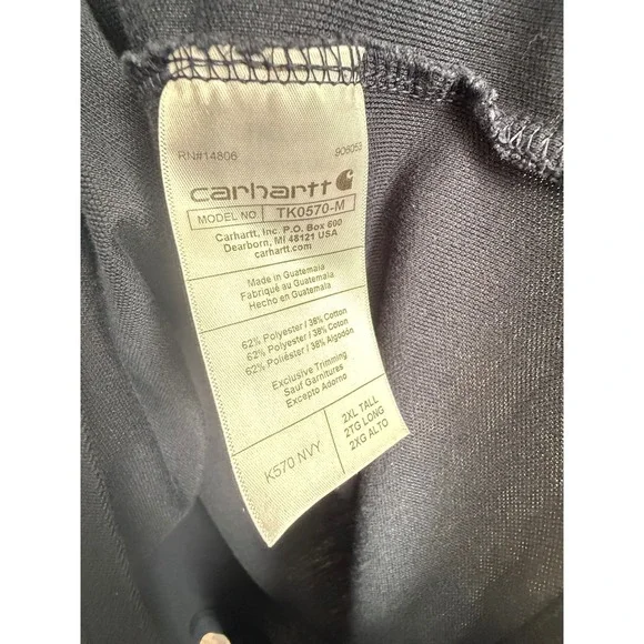 Carhartt Men's 2XL Tall Navy Blue Loose Fit Work Polo Shirt Pocket - Picture 6 of 7